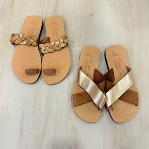 2 Pairs Danai Greek Sandals handmade in Santorini women’s size 8